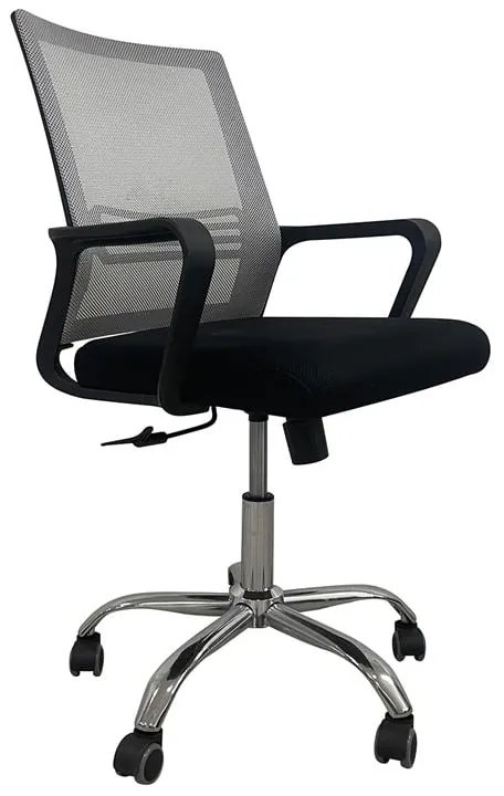 BF2110 Πολυθρόνα Γραφείου Μέταλλο Χρώμιο, Mesh Γκρι - Μαύρο 58x60x94/104cm