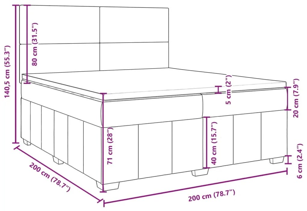 Κρεβάτι Boxspring με Στρώμα Taupe 200x200 εκ. Υφασμάτινο - Μπεζ-Γκρι