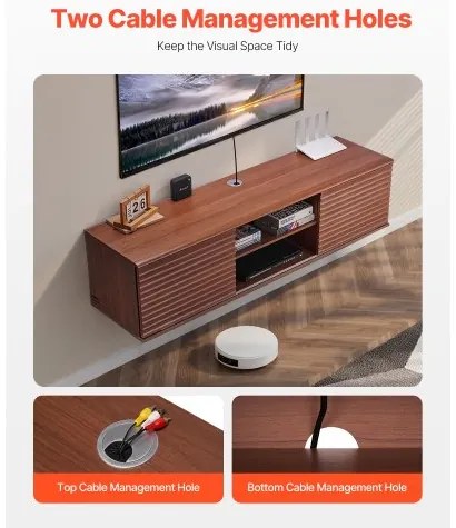 VEVOR Floating TV Stand 60&quot; Entertainment Center Adjustable Shelf &amp; Sliding Door