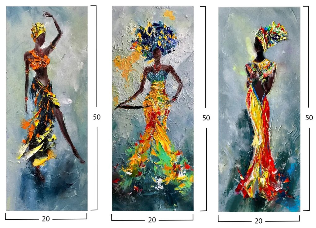 ΠΙΝΑΚΑΣ ΤΡΙΠΤΥΧΟ MDF AFRICAN GIRL IN COLORFUL DRESS HM7204.02 60X0,3X50 εκ. - 0544170 - HM7204.02