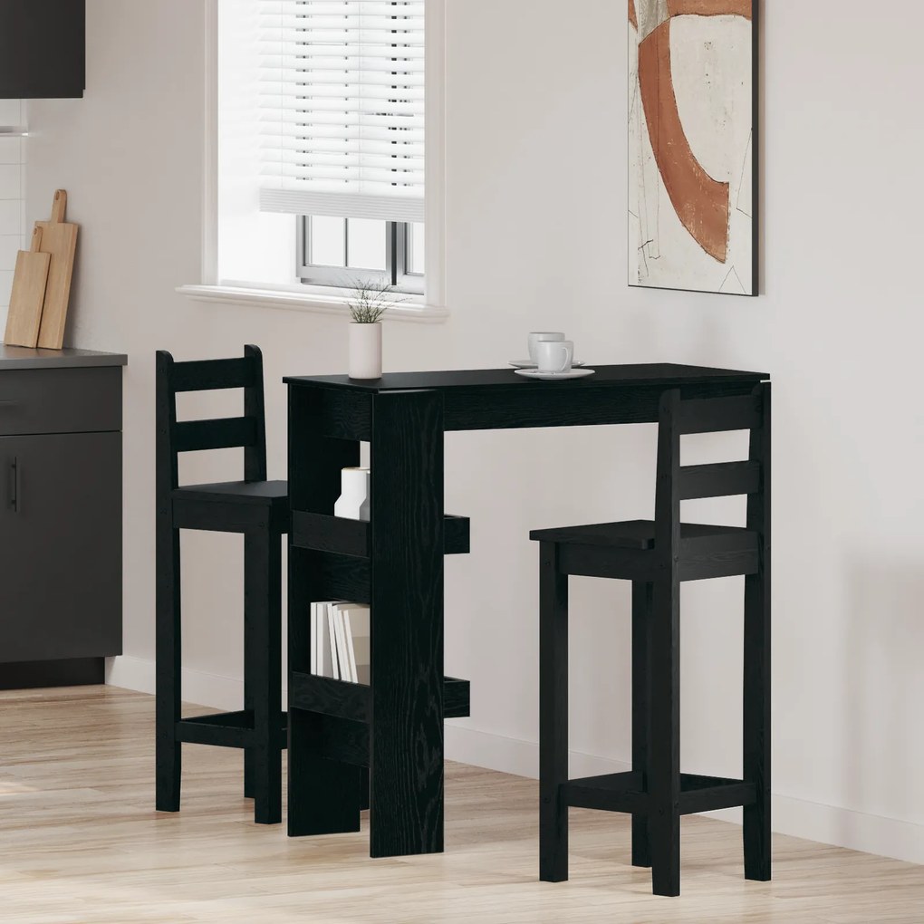 vidaXL Τραπέζι Μπαρ Τοίχου - Μαύρη Δρύς - 102x55x103.5 εκ. - Φτιαγμένο από Επεξεργασμένο Ξύλο