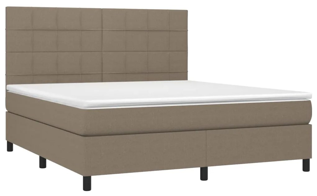 vidaXL Κρεβάτι Boxspring με Στρώμα & LED Taupe 160x200 εκ. Υφασμάτινο