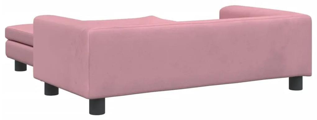 Καναπές Παιδικός με Υποπόδιο Ροζ 100x50x30 εκ. Βελούδινος - Ροζ