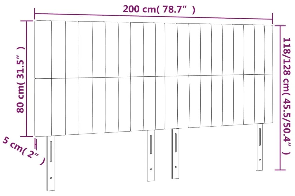 vidaXL Κεφαλάρι Κρεβατιού LED Taupe 200x5x118/128 εκ. Υφασμάτινο