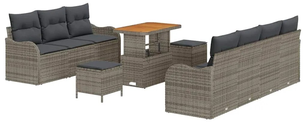 vidaXL Σετ Καναπέ Κήπου Ρυθμιζόμενο ύψος 10 pcs Γκρι συνθετικό ρατάν