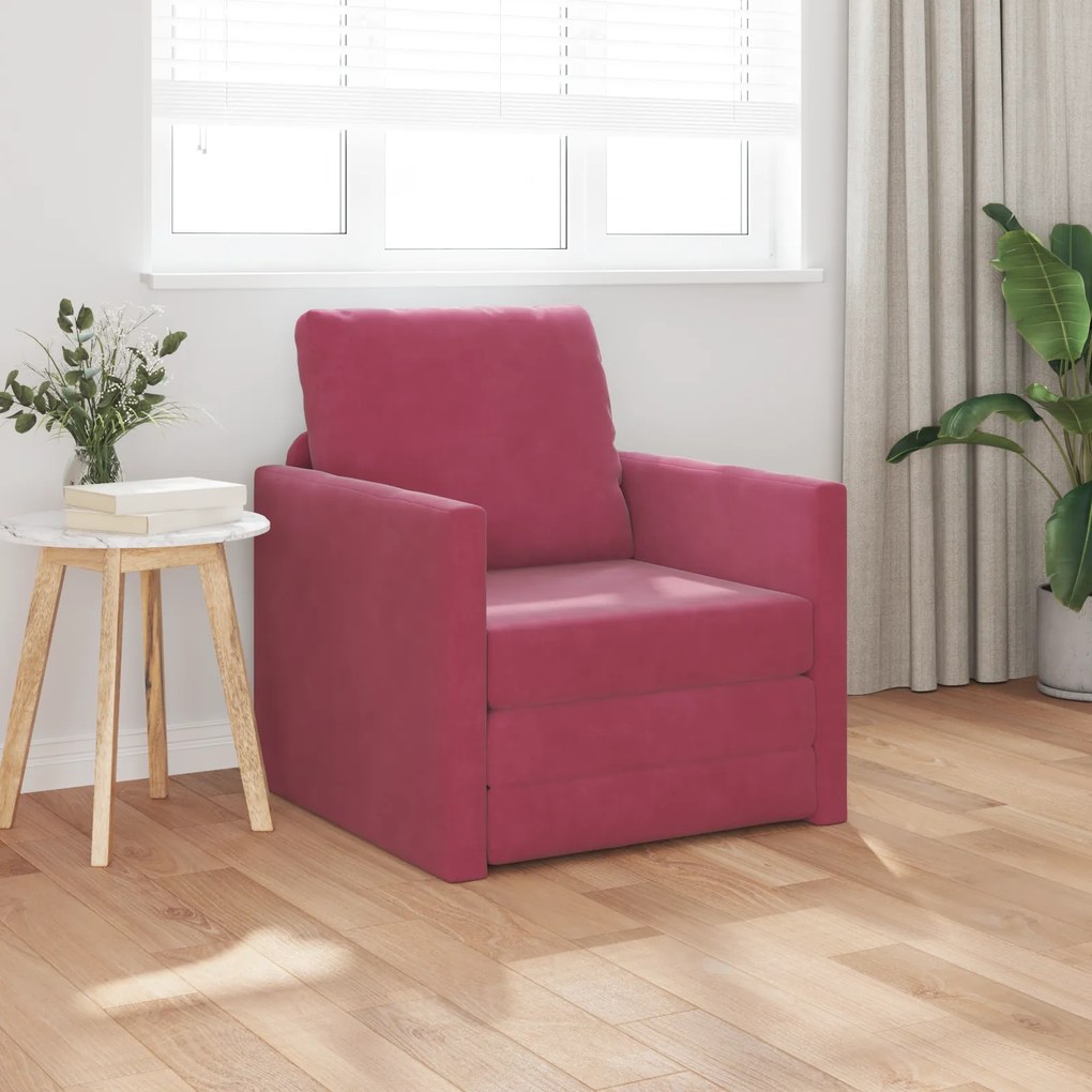 vidaXL Sofa Κρεβάτι 2 σε 1  Κρασιού Κόκκινο 74x77x81 εκ. Βαμβακερό