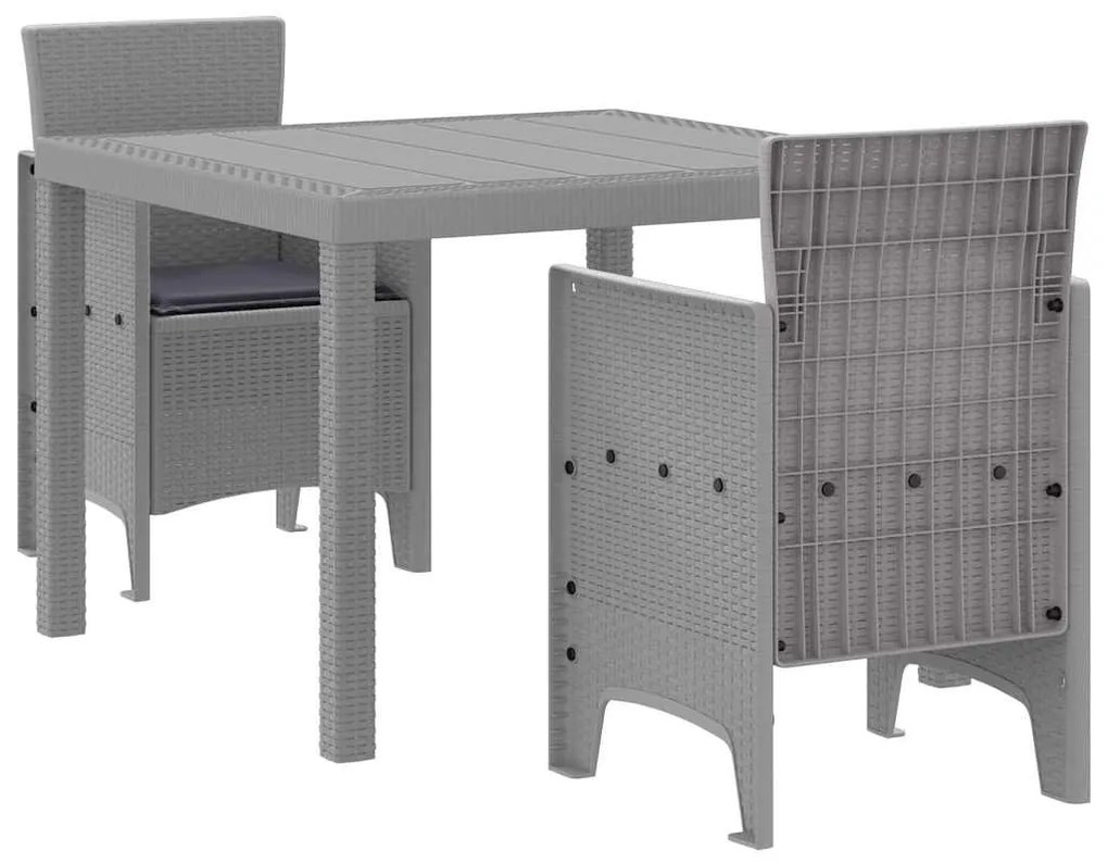 vidaXL Σέτ φαγητού για κήπο 3 pcs Ανοιχτό γκρι Rattan Polt