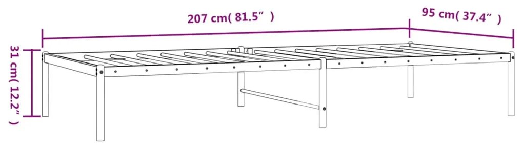 Πλαίσιο Κρεβατιού Λευκό 90 x 200 εκ. Μεταλλικό - Λευκό