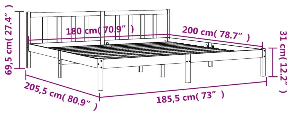 ΠΛΑΙΣΙΟ ΚΡΕΒΑΤΙΟΥ ΚΑΦΕ ΚΕΡΙΟΥ 180 X 200 ΕΚ. ΜΑΣΙΦ ΞΥΛΟ ΠΕΥΚΟΥ 844812