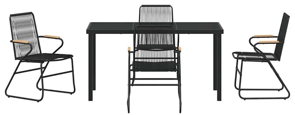 vidaXL Σέτ φαγητού για κήπο 5 pcs Μαύρο Χάλυβας με επίστρωση πούδρας