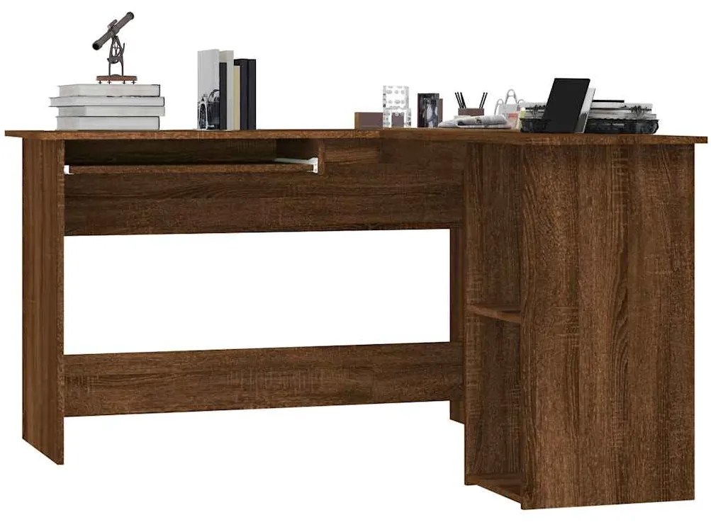 vidaXL Γραφείο Γωνιακό Καφέ Δρυς 120 x 140 x 75 εκ. Επεξεργασμένο Ξύλο
