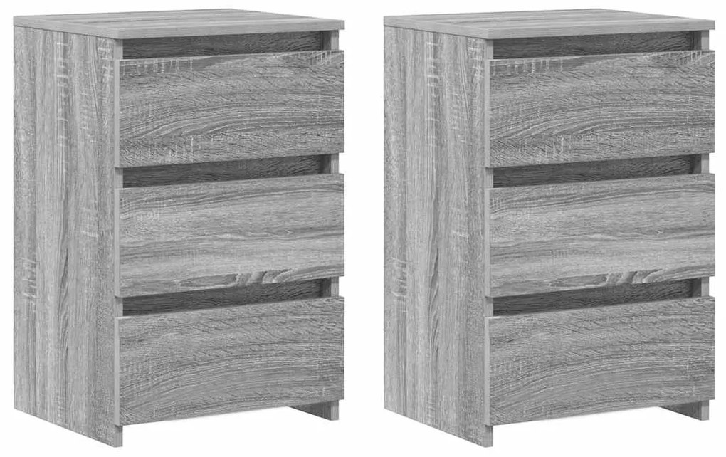 vidaXL Κομοδίνα 2 τεμ. Γκρι Sonoma 40x35x62,5 εκ. Επεξεργασμένο Ξύλο