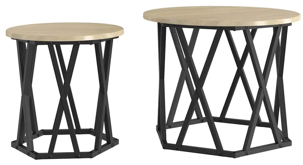 vidaXL Τραπεζάκι Πλευράς 2 pcs Sonoma Δρυς 50 x 50 x 40 cm