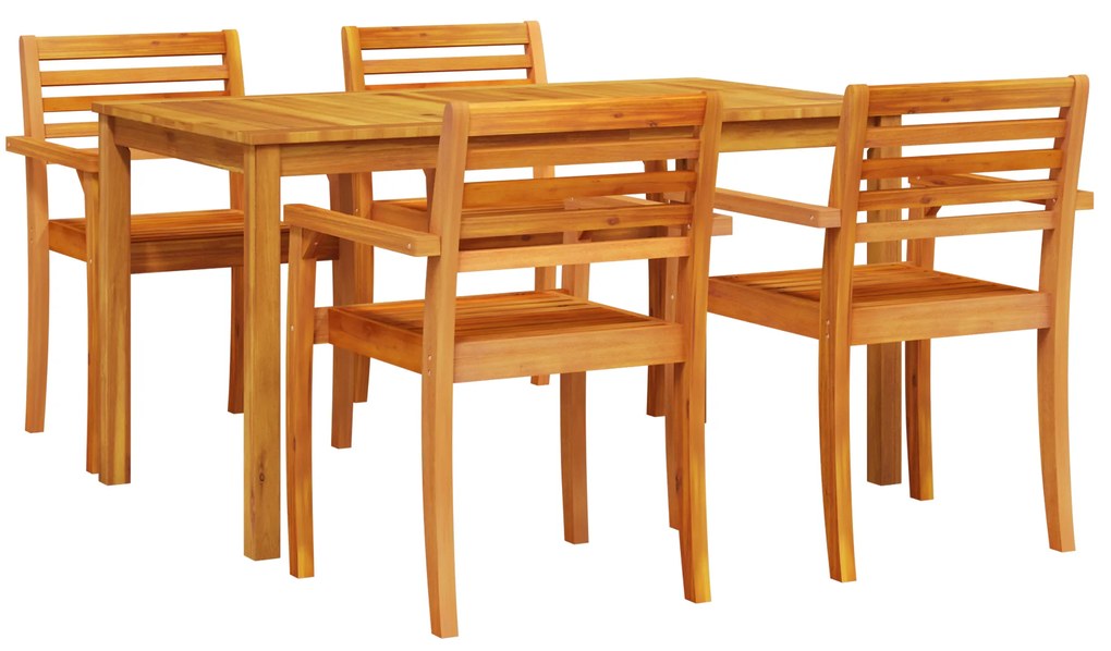 vidaXL Σετ Φαγητού 5 pcs Καστανό 140 x 80 x 74 cm Μασίφ ξύλο ακακίας