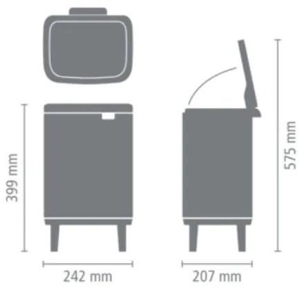 Κάδος Brabantia Bo Small Hi 1006645, 7 L, Αυξημένος, Ομαλό και αθόρυβο άνοιγμα, Αντιολισθητική βάση, Μαύρο