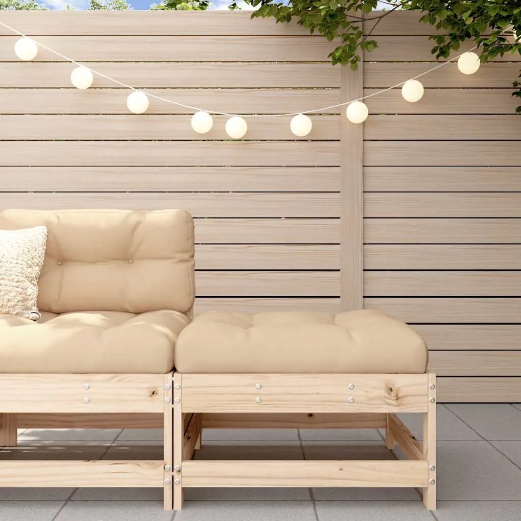 vidaXL Υποπόδιο Κήπου με Μαξιλάρι από Μασίφ Ξύλο Πεύκου