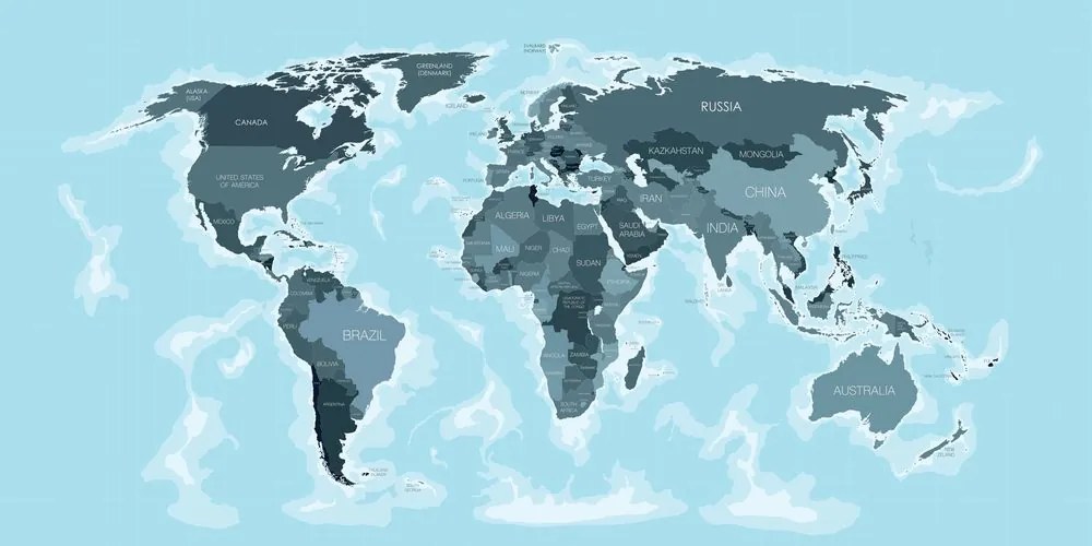 Εικόνα ενός όμορφου χάρτη σε φελλό με μπλε απόχρωση - 120x60  place