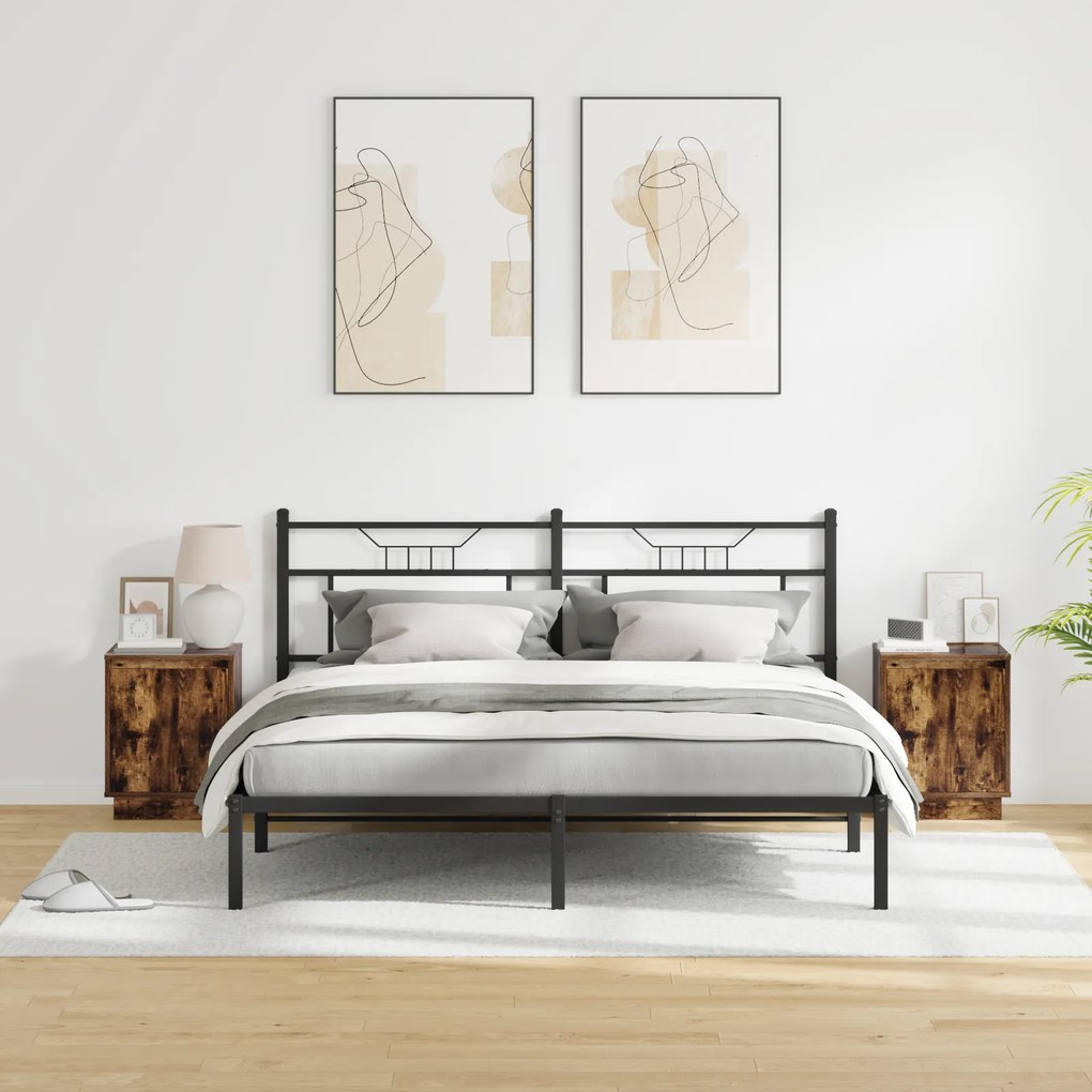 vidaXL Κομοδίνα με LED Φωτισμό 2 τμχ Καπνιστή Δρυς 39x34,5x50 εκ
