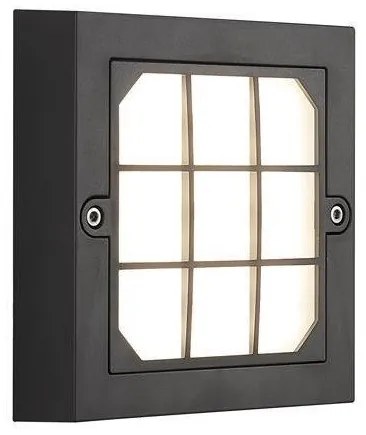 Απλίκα Φωτιστικό Τοίχου LED 6W 3CCT IP65 Πλέγμα 13,5x13,5cm Senario Pro Eurolamp-145-52121-Μαύρο 145-52121