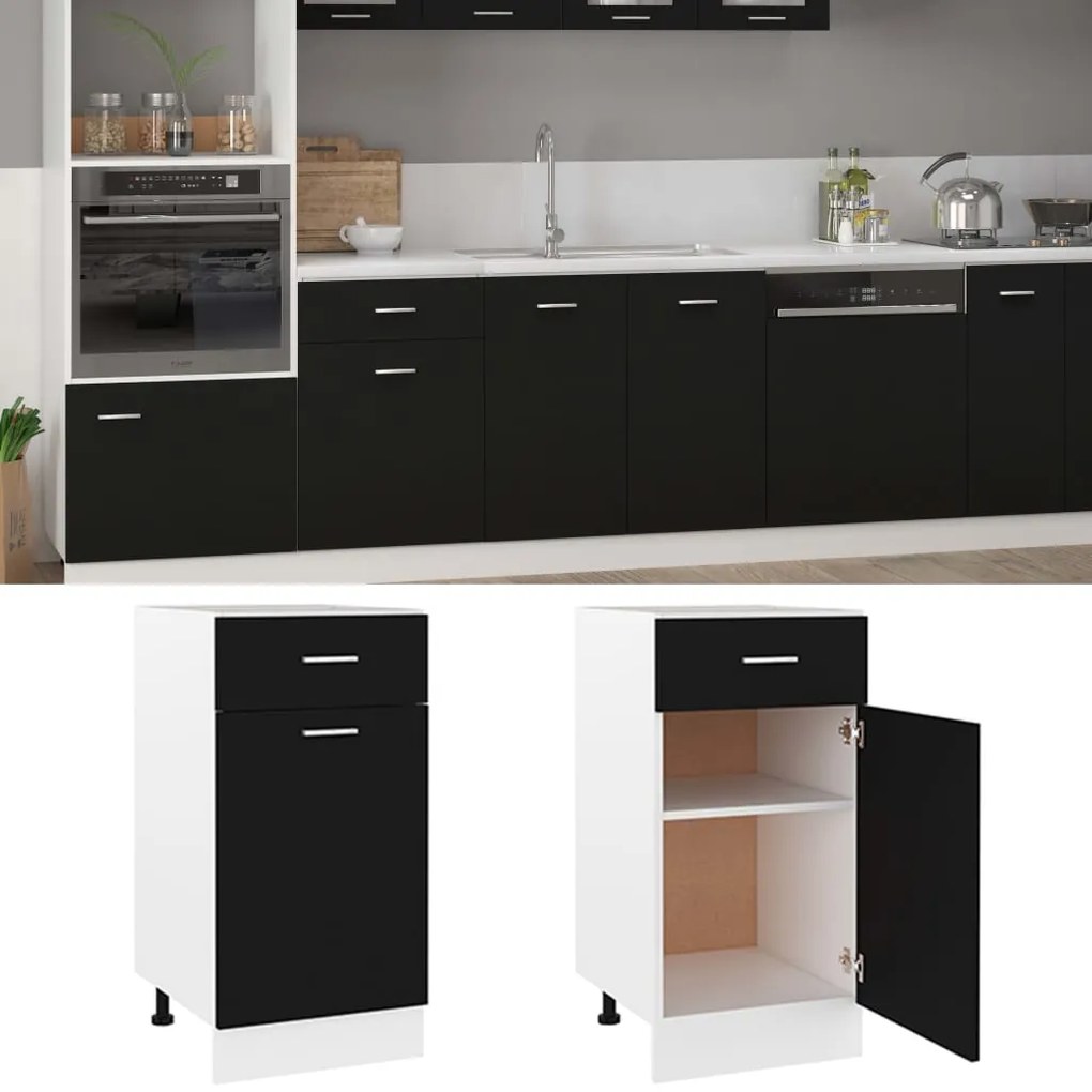 vidaXL Ντουλάπι με Συρτάρια "Lyon" Μαύρο 40x46x81,5 εκ. από Τεχνητό Ξύλο
