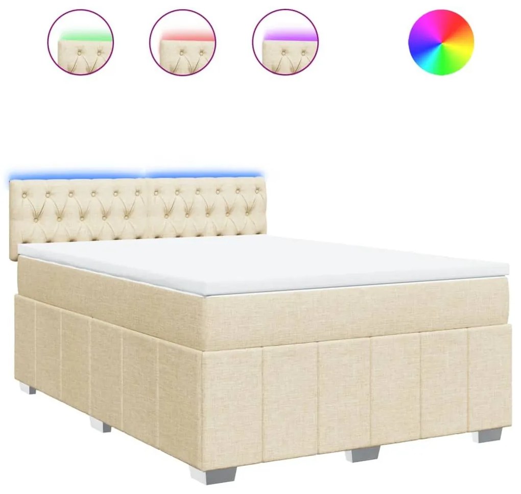 Κρεβάτι Boxspring με Στρώμα Κρεμ 160x200 εκ. Υφασμάτινο - Κρεμ