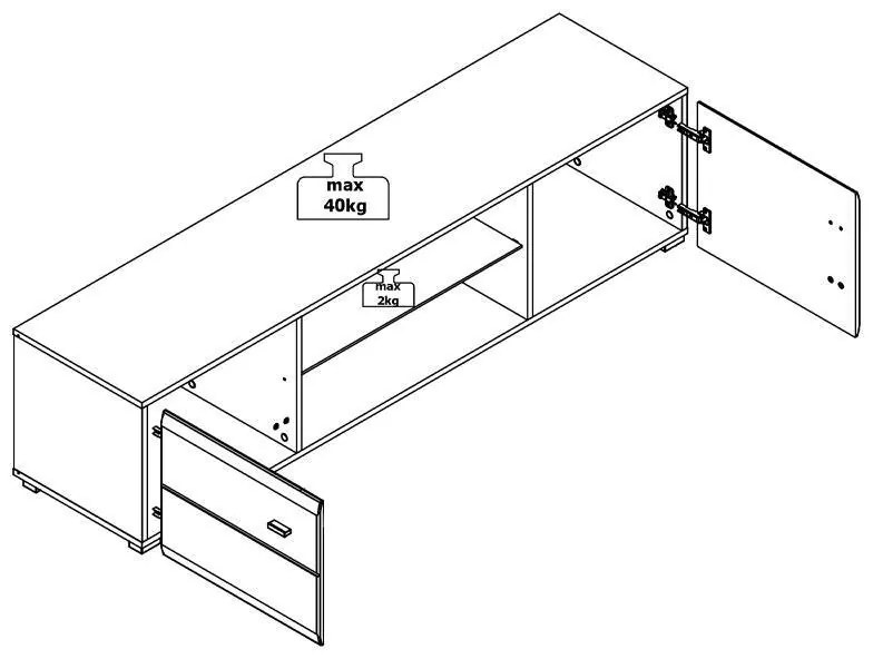 Έπιπλο Τηλεόρασης Rex Λευκό - Λευκή Λάκα 170x41x41 εκ. 170x41x41 εκ.