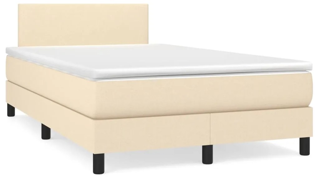 vidaXL Κρεβάτι Boxspring με Στρώμα Κρεμ 120x200 εκ. Υφασμάτινο