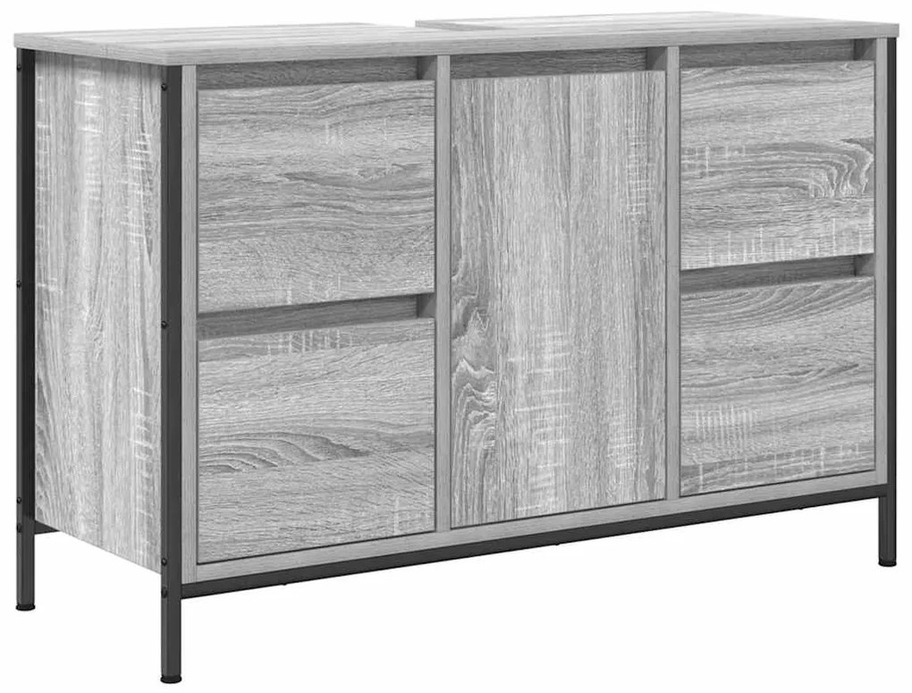 vidaXL ντουλάπι νιπτήρα με συρτάρια γκρι Sonoma 90x34,5x60 εκ.