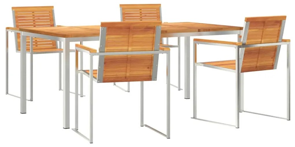 vidaXL Σέτ φαγητού για κήπο 5 pcs Καφέ Στερεό Ξύλο Ακακίας