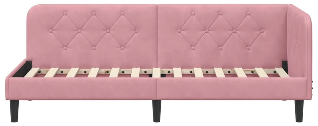 vidaXL Κρεβάτι Γωνίας με κεφαλάρι Ροζ 80 x 200 cm Βελούδο