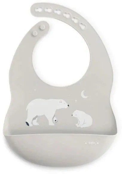 Σαλιάρα Σιλικόνης 4+ Μηνών Saro Eco Friendly Polar Γκρι 16625