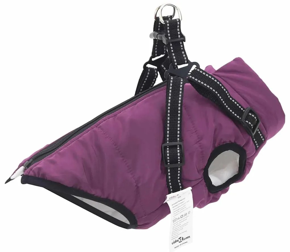 vidaXL Μπουφάν Σκύλου με ιμάντα Μοβ S Φλις και Πολυεστέρας