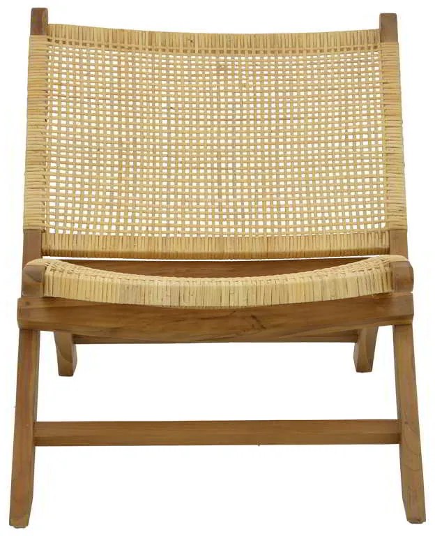 Πολυθρόνα Jerenze pakoworld φυσικό teak ξύλο-φυσικό rattan 65x78x68εκ