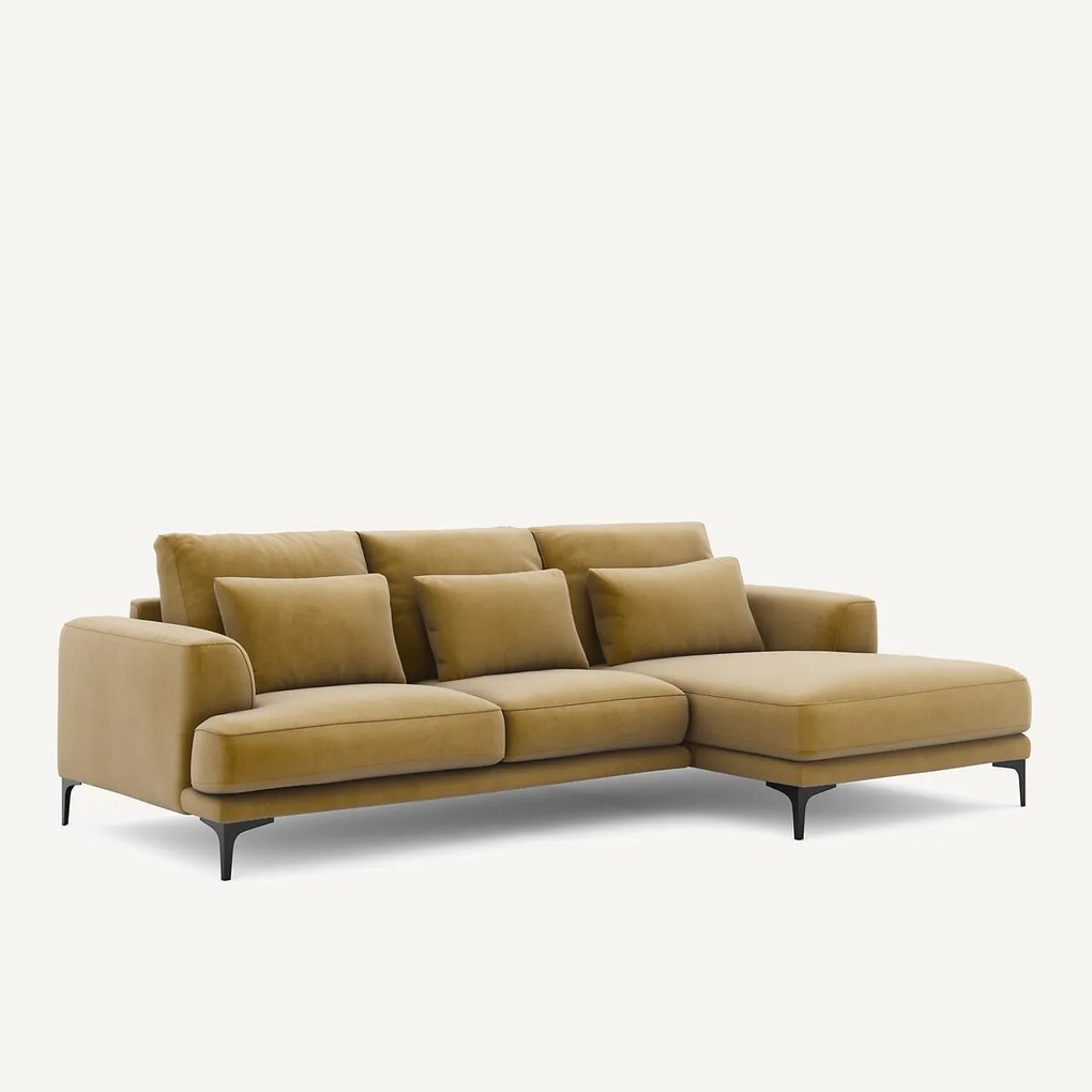 Γωνιακός δεξιός καναπές με βελούδινη ταπετσαρία, Marsile