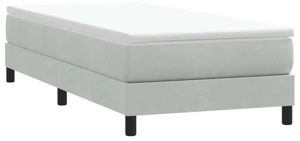 Box Spring κρεβάτι χωρίς στρώμα ανοιχτό γκρι 90x220εκ Βελούδινο - Γκρι