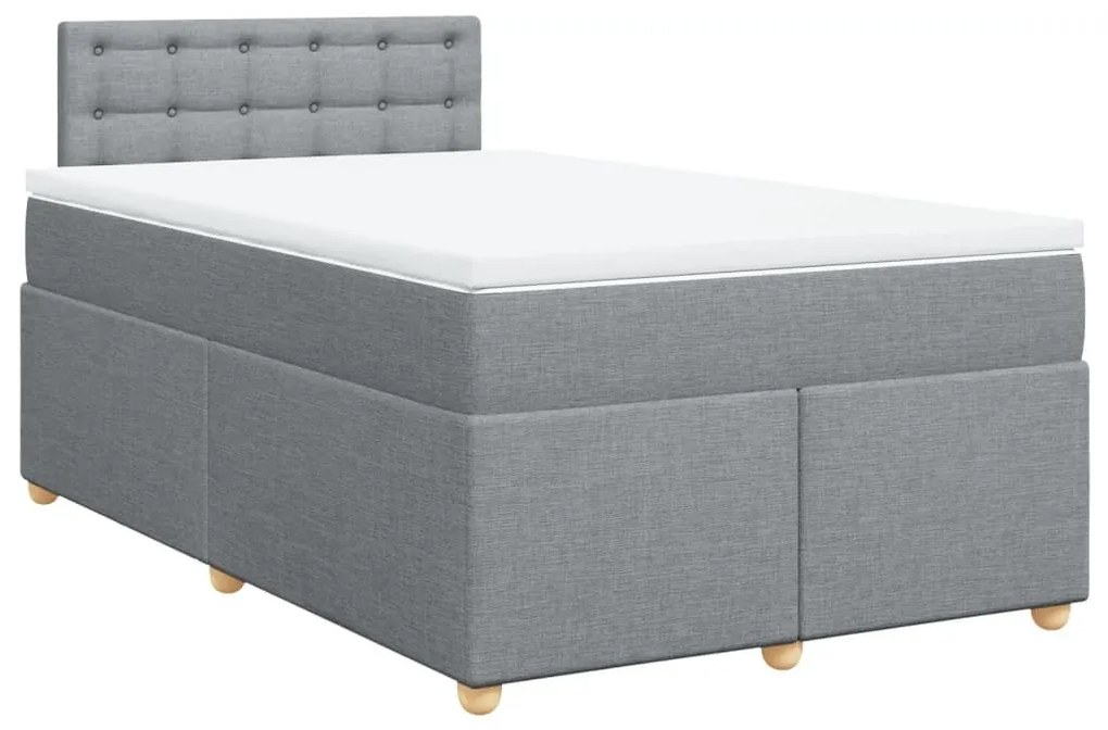 Κρεβάτι Boxspring με Στρώμα Ανοιχτό Γκρι 120x200 εκ. Υφασμάτινο - Γκρι