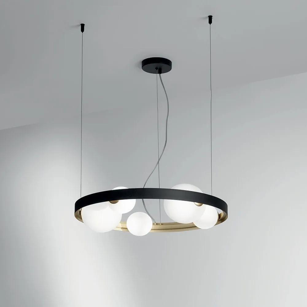 Φωτιστικό Οροφής Κρεμαστό I-Sonetto-S5 G9 150x55x5cm Black-Gold Luce Ambiente Design