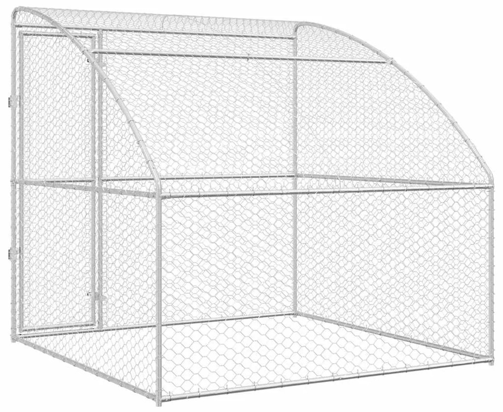 vidaXL Κλουβί Σκύλου με αποθήκευση Ασημί 2 x 2 x 2 m Ατσάλι