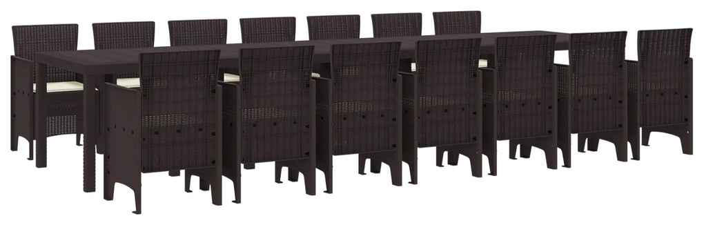 vidaXL Σετ Τραπεζαρίας Κήπου 15 pcs Καφέ Μεγάλο
