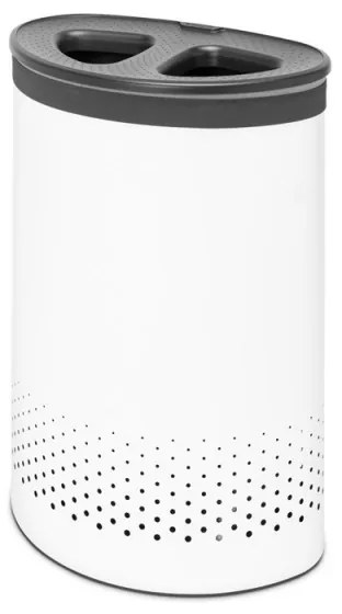 Καλάθι πλυσίματος Brabantia Selector 1003787, 55 l, 2 διαμερίσματα, οπές εξαερισμού, πλήρωση χωρίς άνοιγμα, Λευκό