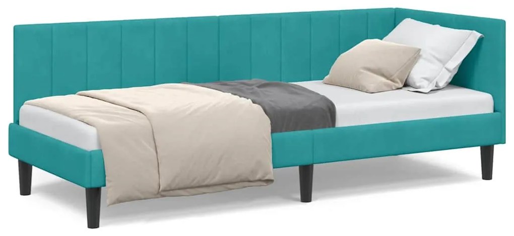 vidaXL Κρεβάτι Γωνίας με κεφαλάρι Τιρκουάζ 80 x 200 cm Βελούδο