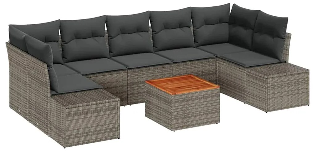 vidaXL Σετ Καναπέ Κήπου με μαξιλάρι 8 pcs Γκρι συνθετικό ρατάν