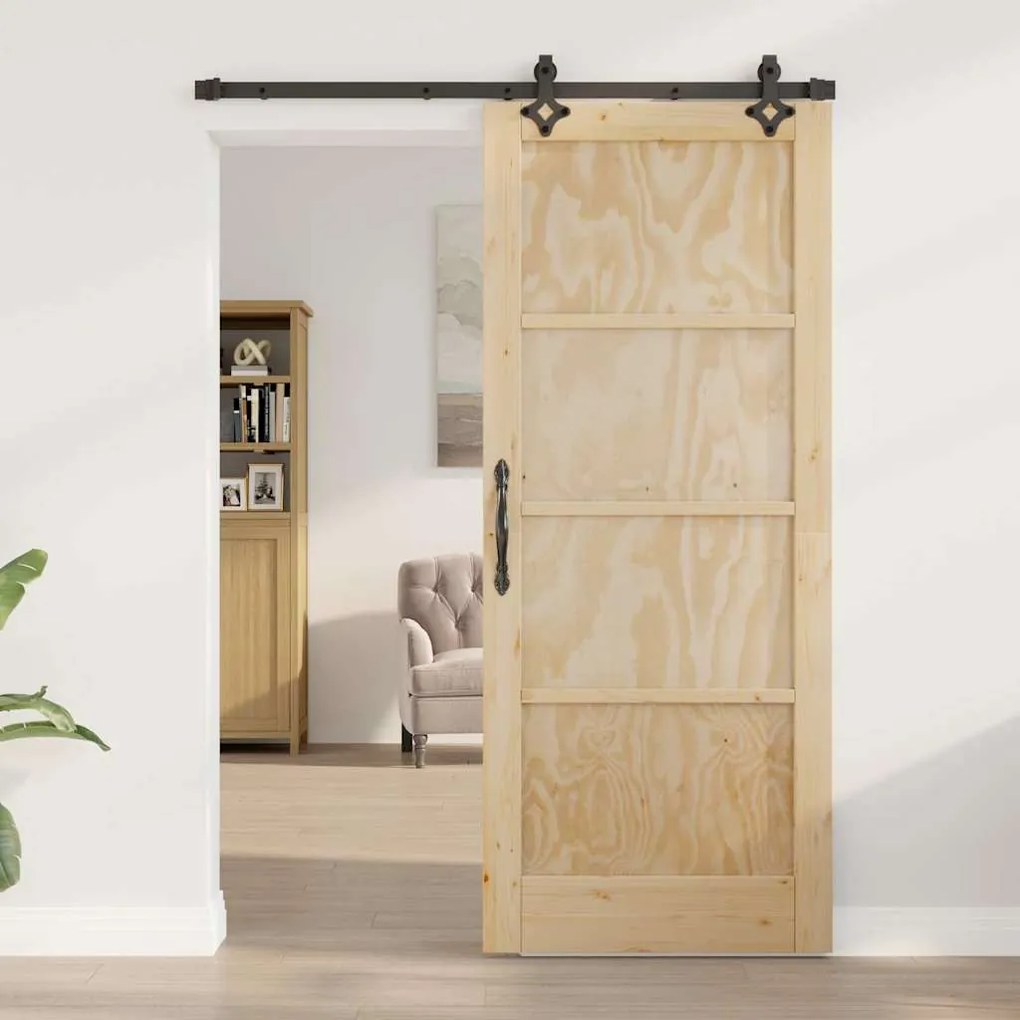 vidaXL Σετ Συρόμενης Πόρτας ORKDAL Φυσικό και μαύρο 83 x 202 εκ.