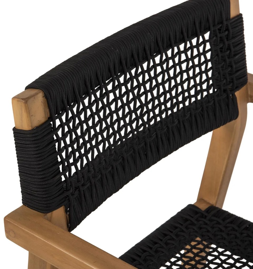 Πολυθρόνα CHARLOTTE Ξύλο Teak Φυσικό και Μαύρο Σχοινί 59x54x83Yεκ. 59x54x83 εκ.