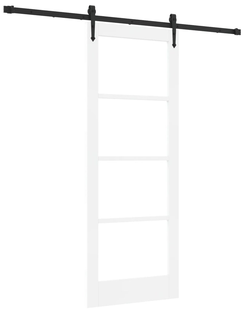 vidaXL Συρόμενη Πόρτα με Σετ Υλικών Λευκή 78x202 cm Συμπαγές Ξύλο Πεύκου