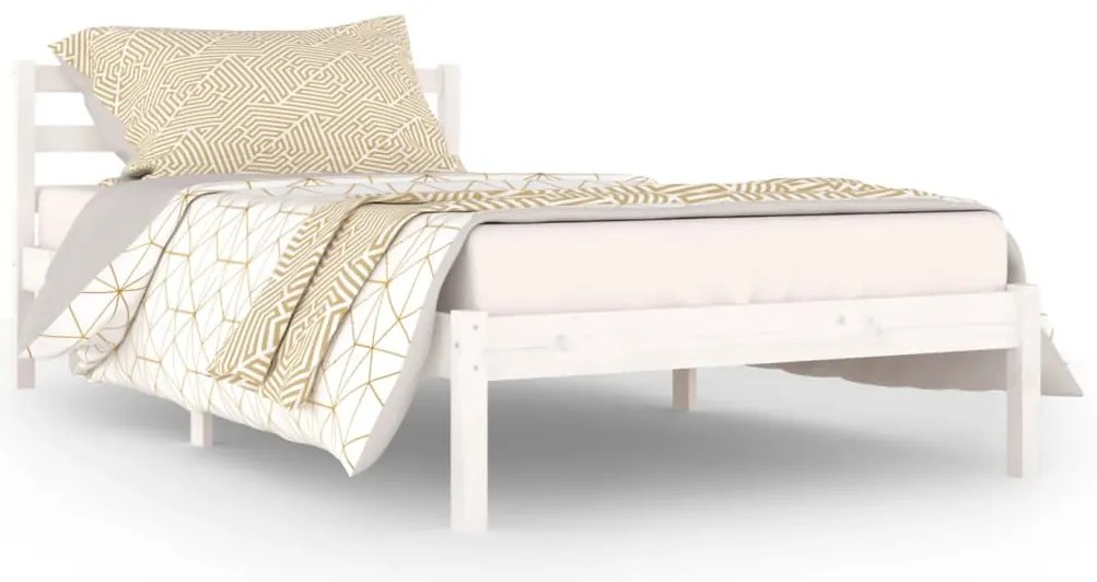 vidaXL Πλαίσιο Κρεβατιού Λευκό 100 x 200 εκ. από Μασίφ Ξύλο Πεύκου