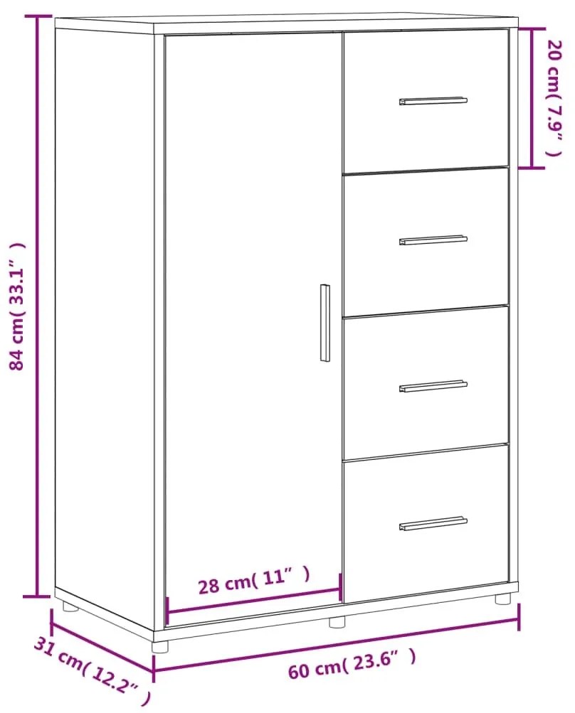 Ντουλάπι Γκρι Σκυροδέματος 60x31x84 εκ. Επεξεργασμένο Ξύλο - Γκρι