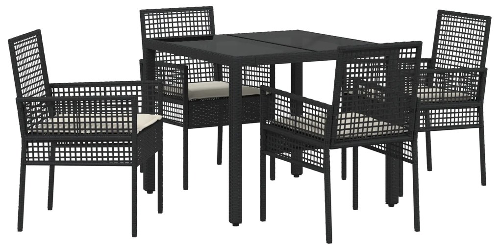 vidaXL Σέτ φαγητού για κήπο 5 pcs Μαύρο 90 x 90 x 75 cm
