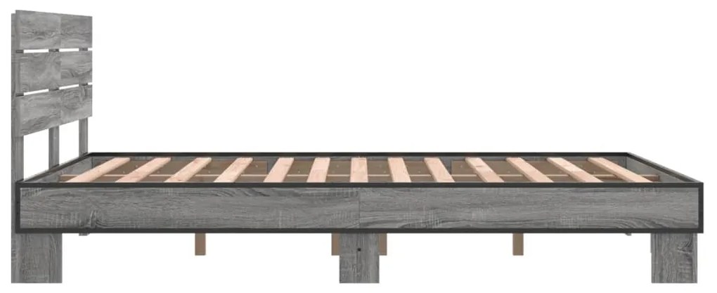 vidaXL Πλαίσιο Κρεβατιού Γκρι Sonoma 140x200 εκ. Επεξ. Ξύλο &amp; Μέταλλο