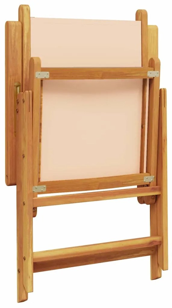 vidaXL Καρέκλες Κήπου Ανακλινόμενες 4 Τεμ. Μπεζ Ύφασμα/Μασίφ Ξύλο